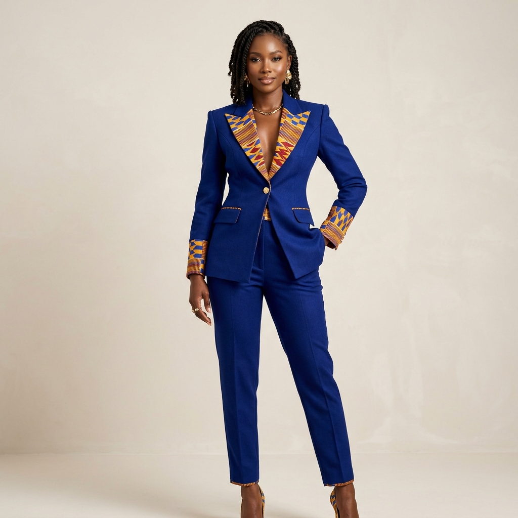 Tailleur bleu à revers Kita