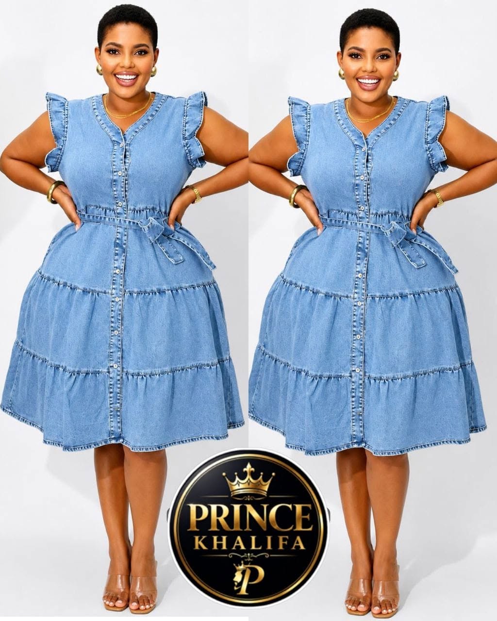 Robe en jean à volants